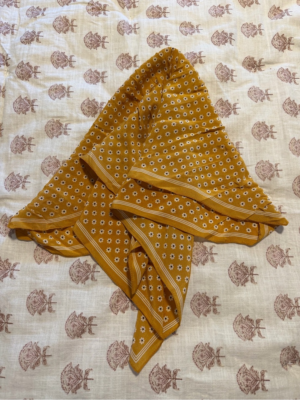 Madewell Silk Mustard Floral Bandana Scarf